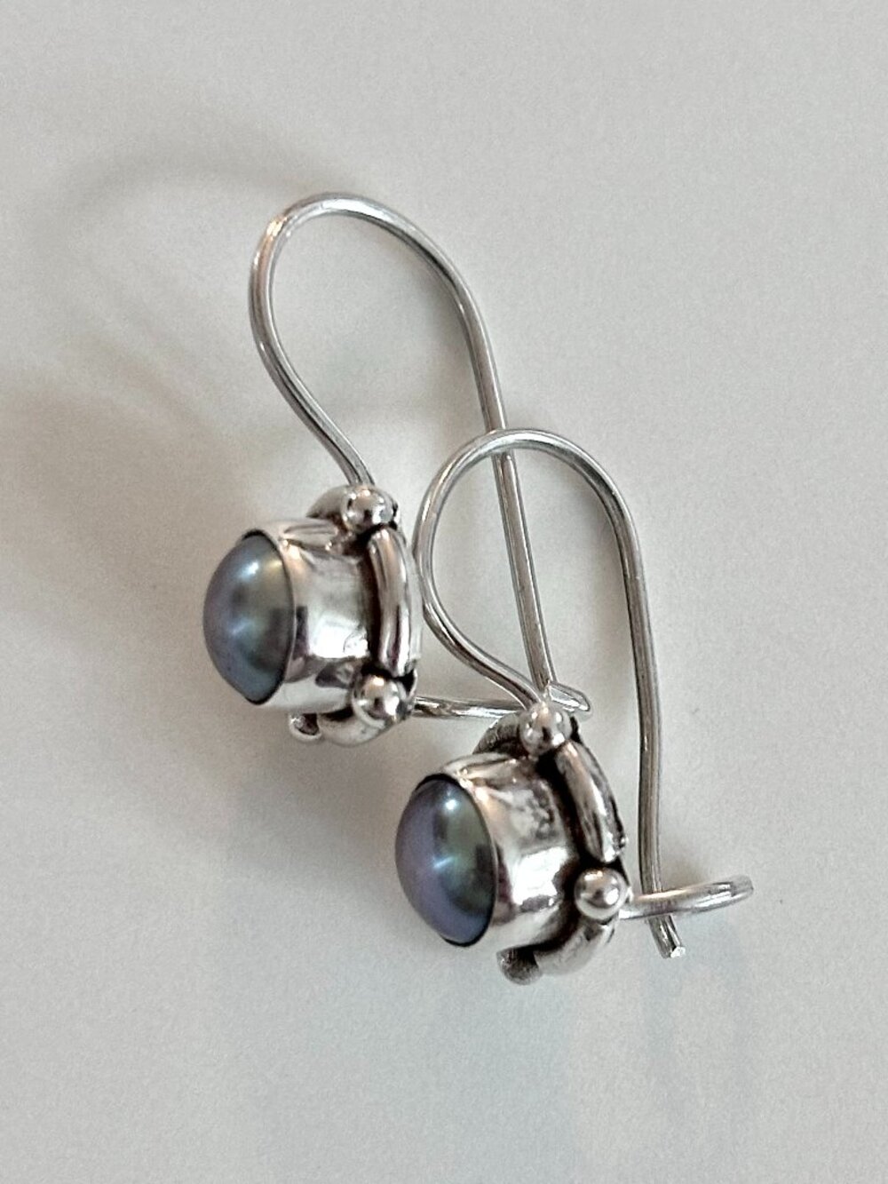Vintage 925 Pearl Drop Earrings - 1980s / 1990s